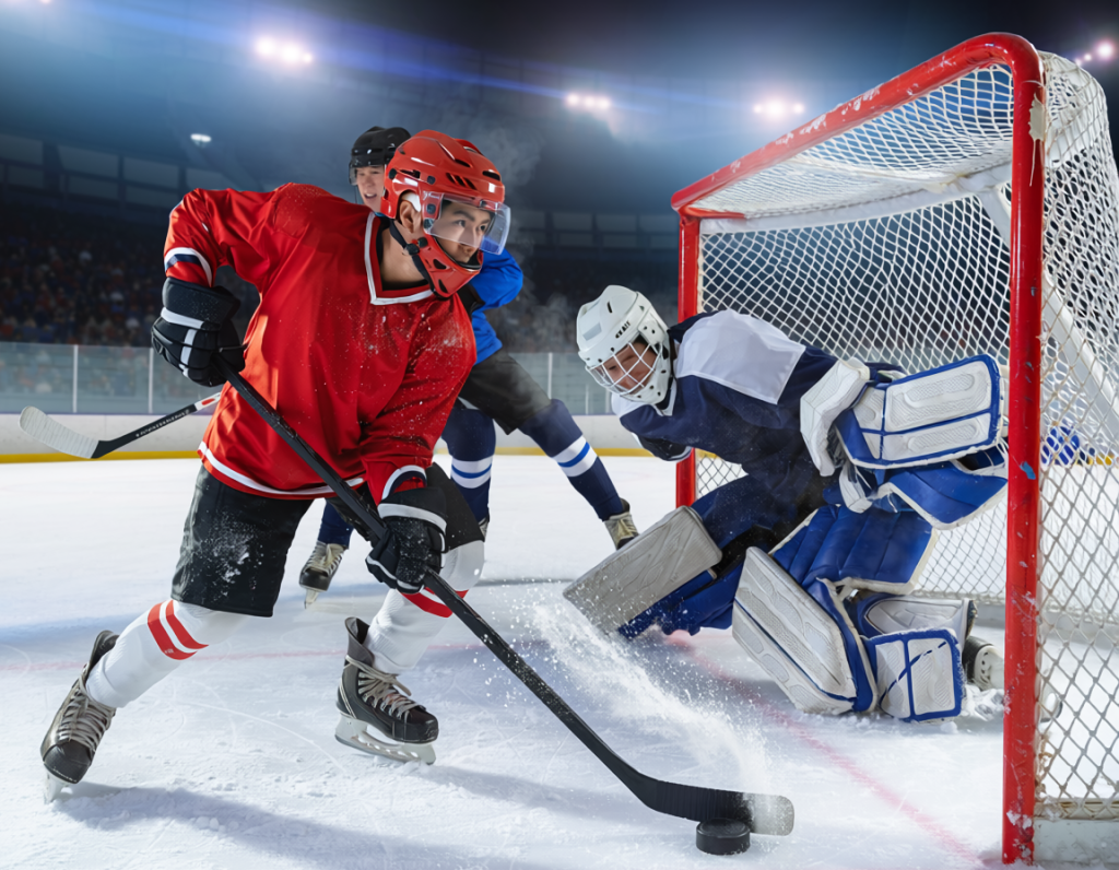 Firefly hockey player scoring a goal
